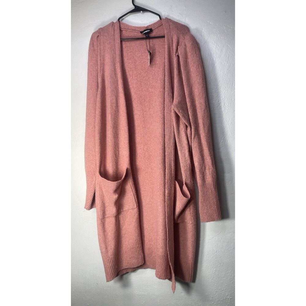 Express Womens Open Front Cardigan Sweater Open Rose Size M Casual pocket NWT